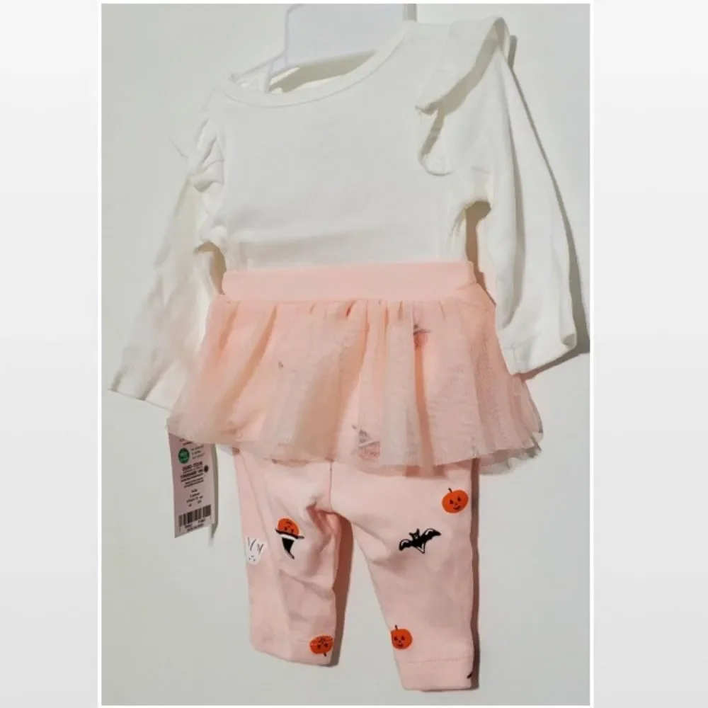 New Carters Outfit Baby Girl Newborn 1st Halloween 2 Piece Set Pink White NWT - Picture 9 of 16